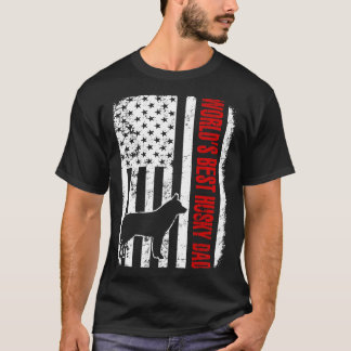 Worlds Best Husky Dad American Flag Shirt