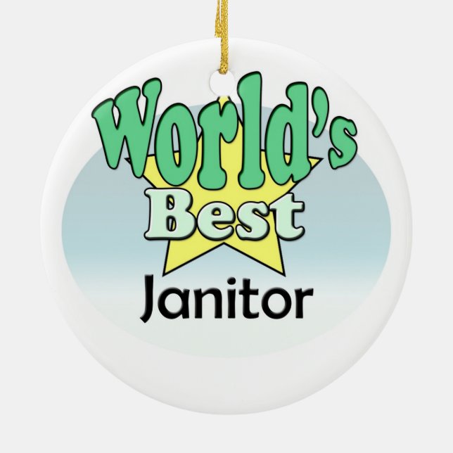 World's best Janitor Ceramic Tree Decoration (Back)