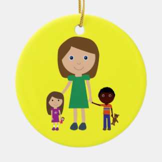 World's Best Kindergarten Teacher Cute Cartoon Ceramic Tree Decoration