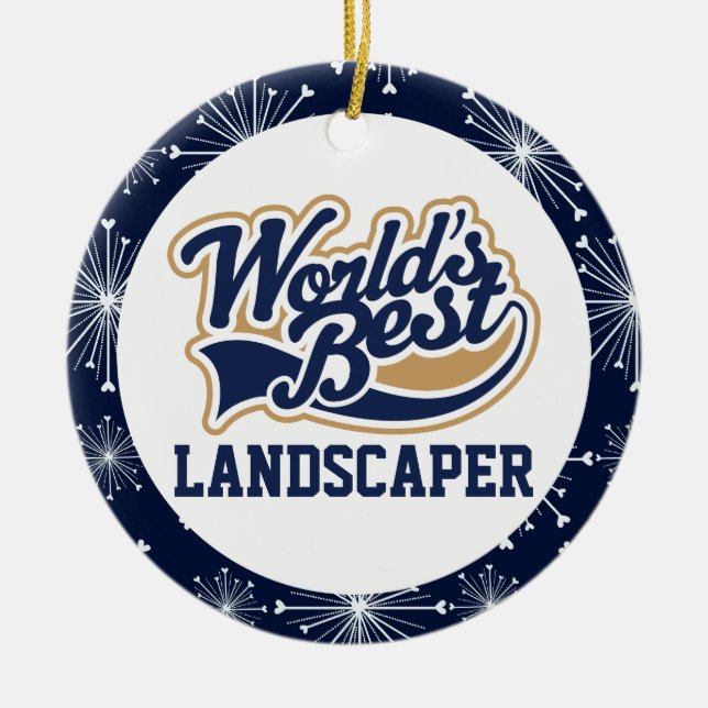 Worlds Best Landscaper Ceramic Tree Decoration (Front)