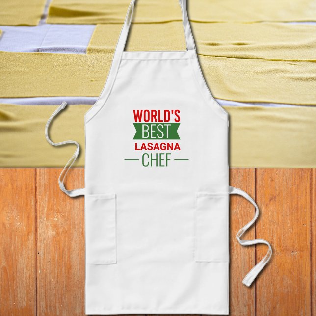 World's Best Lasagne  Chef   -  red white green Long Apron (Creator Uploaded)
