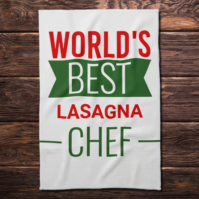 World's Best Lasagne  Chef   -  red white green  Tea Towel (Creator Uploaded)