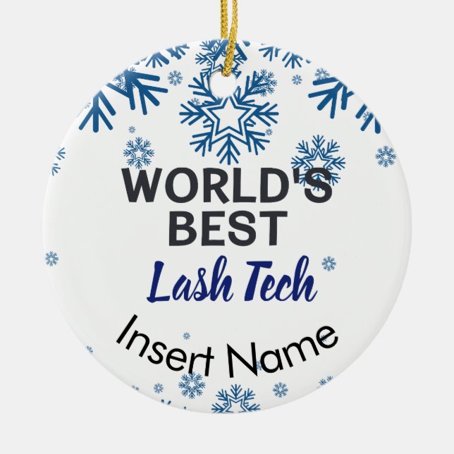 World's best lash technician ceramic tree decoration (Front)