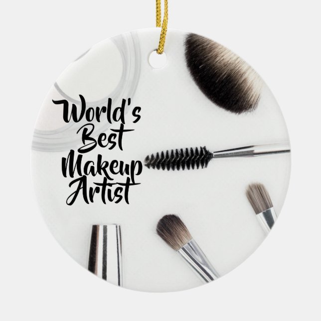 World's best makeup artist ceramic tree decoration (Front)