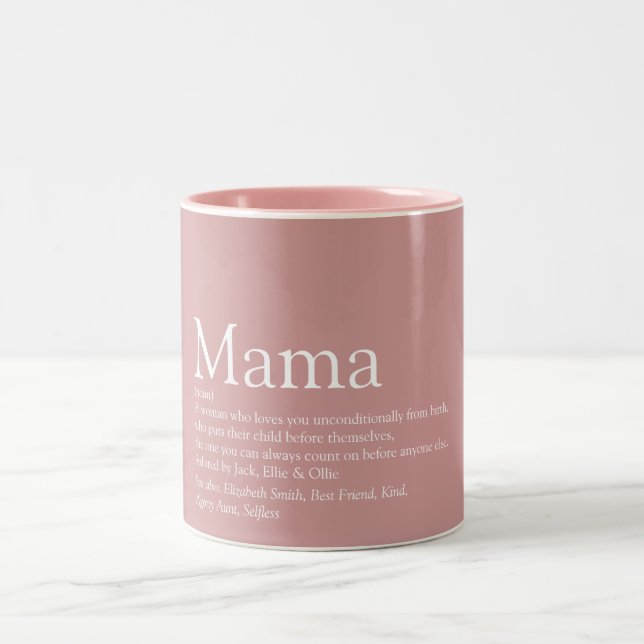 World's Best Mama Definition Quote Fun Pink Two-Tone Coffee Mug (Center)