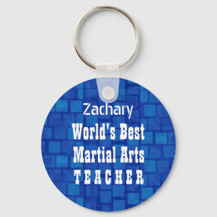 World's Best Martial Arts Teacher Blue Bricks A03 Key Ring