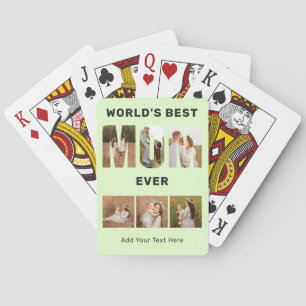World's Best Mom Custom 6 Photo Green Playing Cards