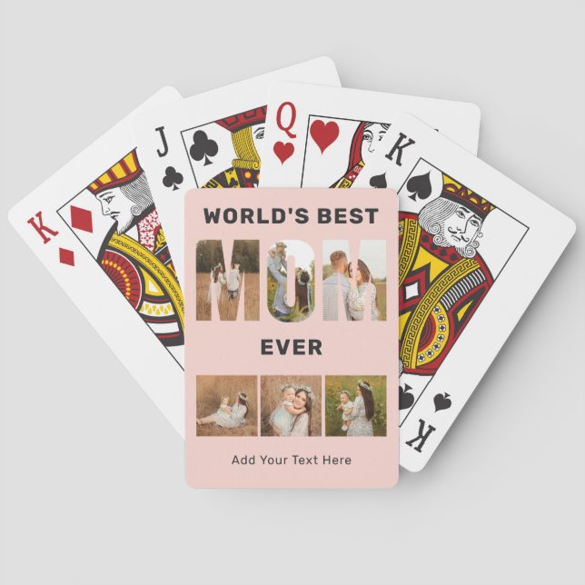World's Best Mom Custom 6 Photo Pink  Playing Cards (Back)