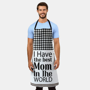 Worlds Best Mom Elegant Black and White Script Apron
