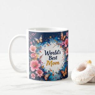 World's Best MOM Flowers Butterfly Coffee Mug