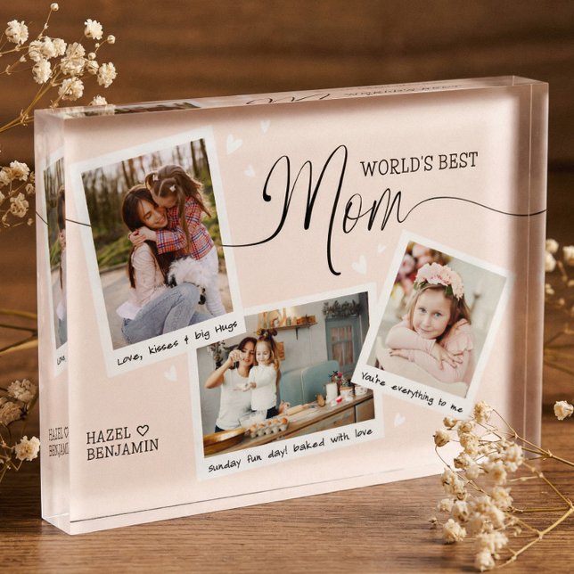 World's Best Mom Script Photo Collage Mother's Day Block (World's Best Mom Script Photo Collage Mother's Day)