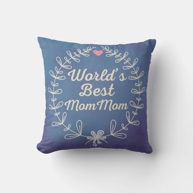 World's Best MomMom Grandma Wreath Pillow (Front)