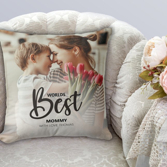 Worlds Best Mommy Photo with White Writing Cushion (Creator Uploaded)