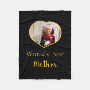 World's best Mother custom photo heart   Fleece Blanket