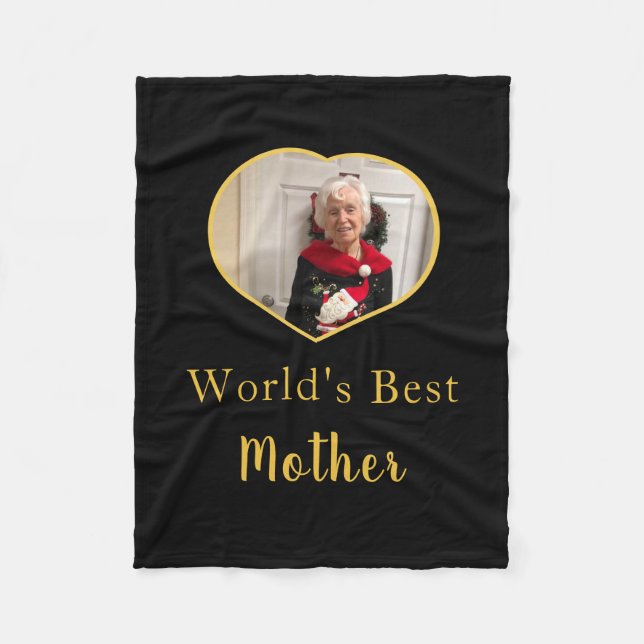 World's best Mother custom photo heart   Fleece Blanket (Front)