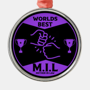 Worlds Best Mother-In-Law Metal Tree Decoration