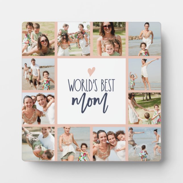 World's Best Mum 12 Photo Collage Plaque (Front)
