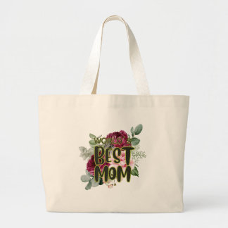 World's Best Mum Botanical floral Mother´s day Large Tote Bag