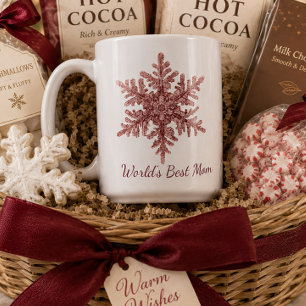 World's Best Mum Burgundy Snowflake Coffee Mug
