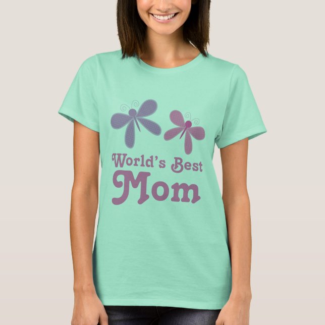 Worlds Best Mum Butterflies Design Tshirt Gift (Front)