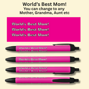 World's Best Mum! - Can change the Text Black Ink Pen