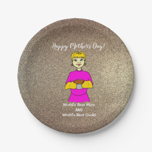 World's Best Mum Cook Blonde Mother's Day Paper Plate