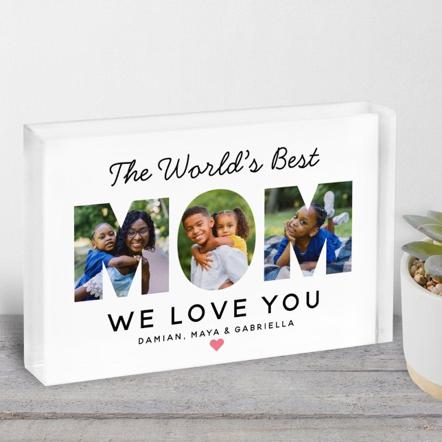 Worlds Best Mum Custom Family Collage Photo Block (Creator Uploaded)