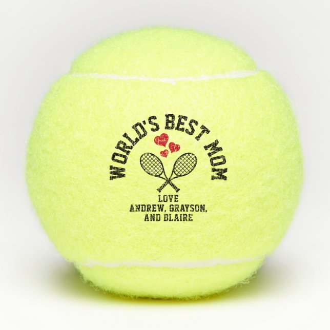 World's Best Mum Custom Personalised Names Tennis Balls (Front)