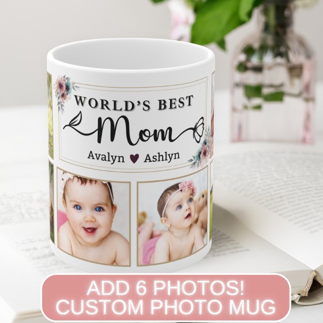 World's Best Mum Custom Photo Collage Mothers Day Coffee Mug (Creator Uploaded)