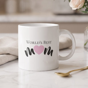 Worlds Best Mum Cute Heart White Elegant Espresso Cup