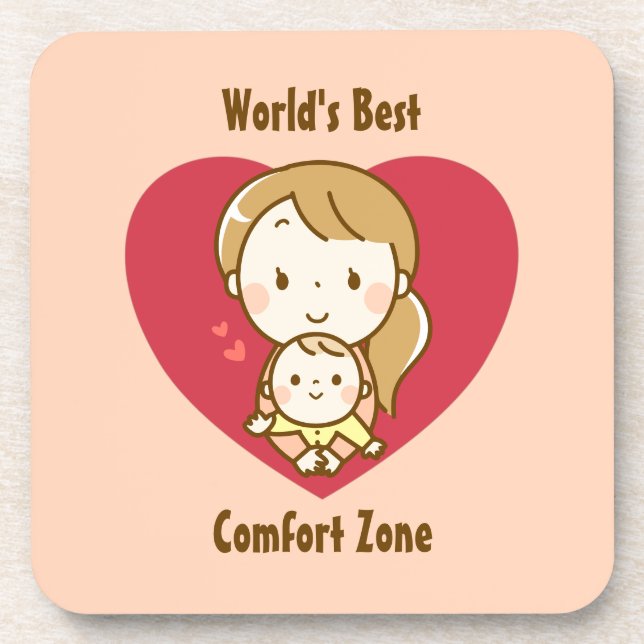 World's Best Mum Cute Mother's Day Kawaii Cartoon Coaster (Front)
