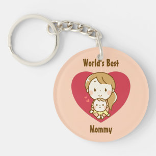 World's Best Mum Cute Mother's Day Kawaii Cartoon Key Ring