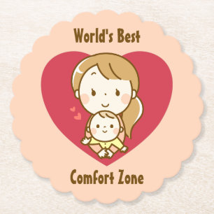 World's Best Mum Cute Mother's Day Kawaii Cartoon Paper Coaster