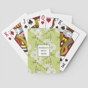World's Best Mum Daisy Floral Botanical Playing Cards