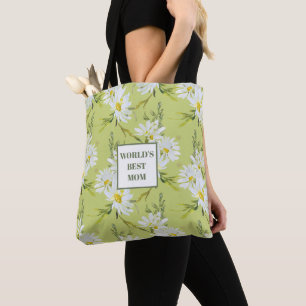 World's Best Mum Daisy Floral Botanical Tote Bag