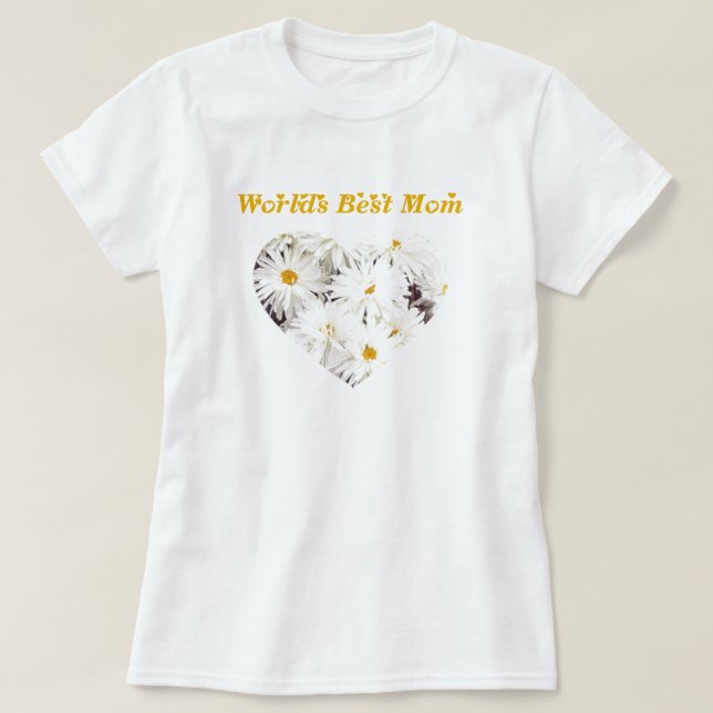 Worlds Best Mum Daisy Heart T-Shirt (Design Front)
