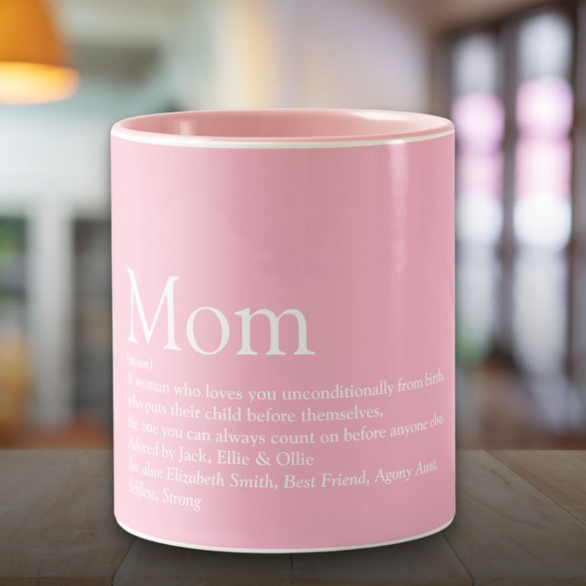 World's Best Mum Definition Quote Fun Pink Two-Tone Coffee Mug (World's Best Mom Definition Quote Fun Pink Two-Tone Coffee Mug)