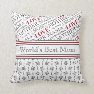 World's Best Mum Elegant Black and White Patterns Cushion
