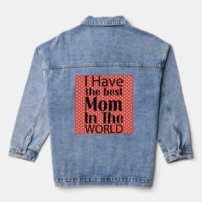 Worlds Best Mum Elegant Black and White Script Denim Jacket (Back)