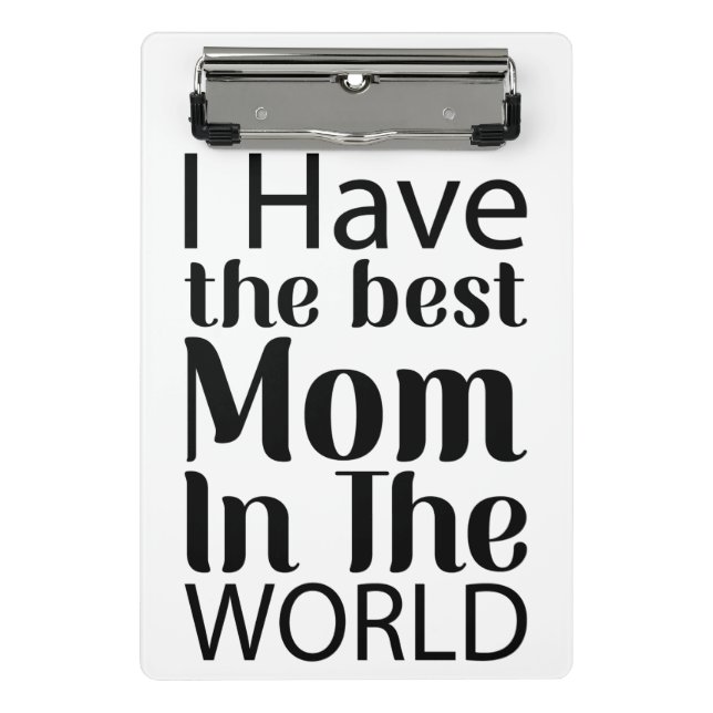 Worlds Best Mum Elegant Black and White Script Mini Clipboard (Front)