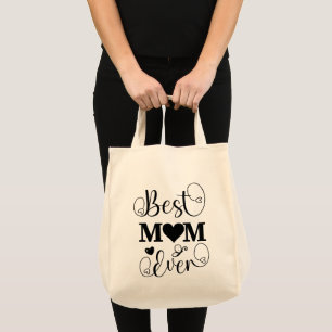 Worlds Best Mum Elegant Black and White Script Tote Bag