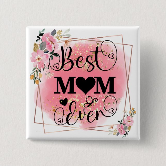 Worlds Best Mum Elegant Mother's Birthday Gift 15 Cm Square Badge (Front)