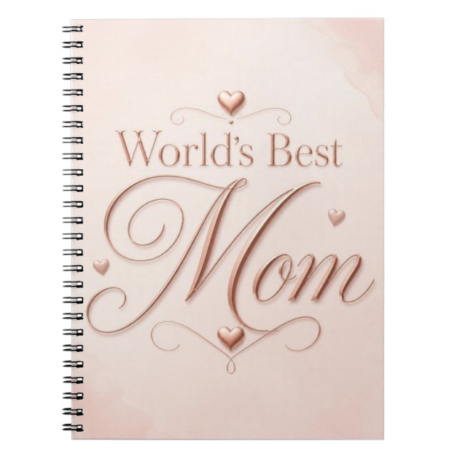 World's Best Mum Elegant Rose Gold Typography Notebook (Front)