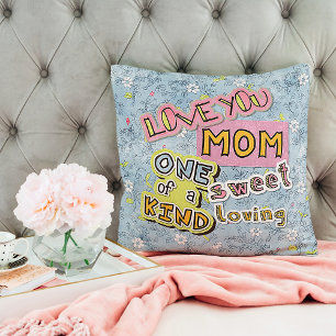 World's Best Mum Ever I Love You Word Art Pattern Cushion