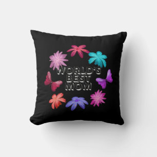 World's Best Mum Floral Butterfly Wreath Cute Moth Cushion