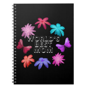 World's Best Mum Floral Butterfly Wreath Cute Moth Notebook
