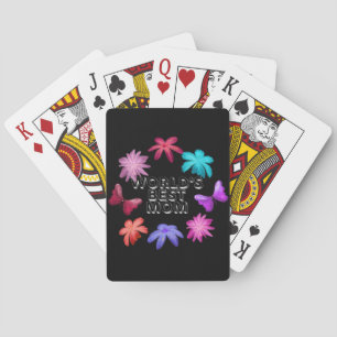 World's Best Mum Floral Butterfly Wreath Cute Moth Playing Cards