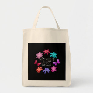 World's Best Mum Floral Butterfly Wreath Cute Moth Tote Bag