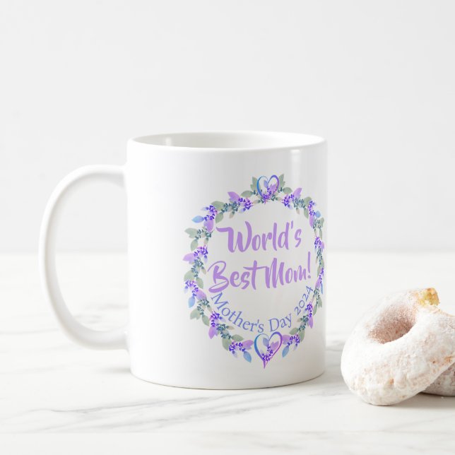 World's Best Mum Floral Gift Mug (With Donut)
