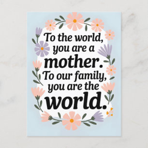 World's Best Mum Floral Wreath Mother's Day Quote Holiday Postcard